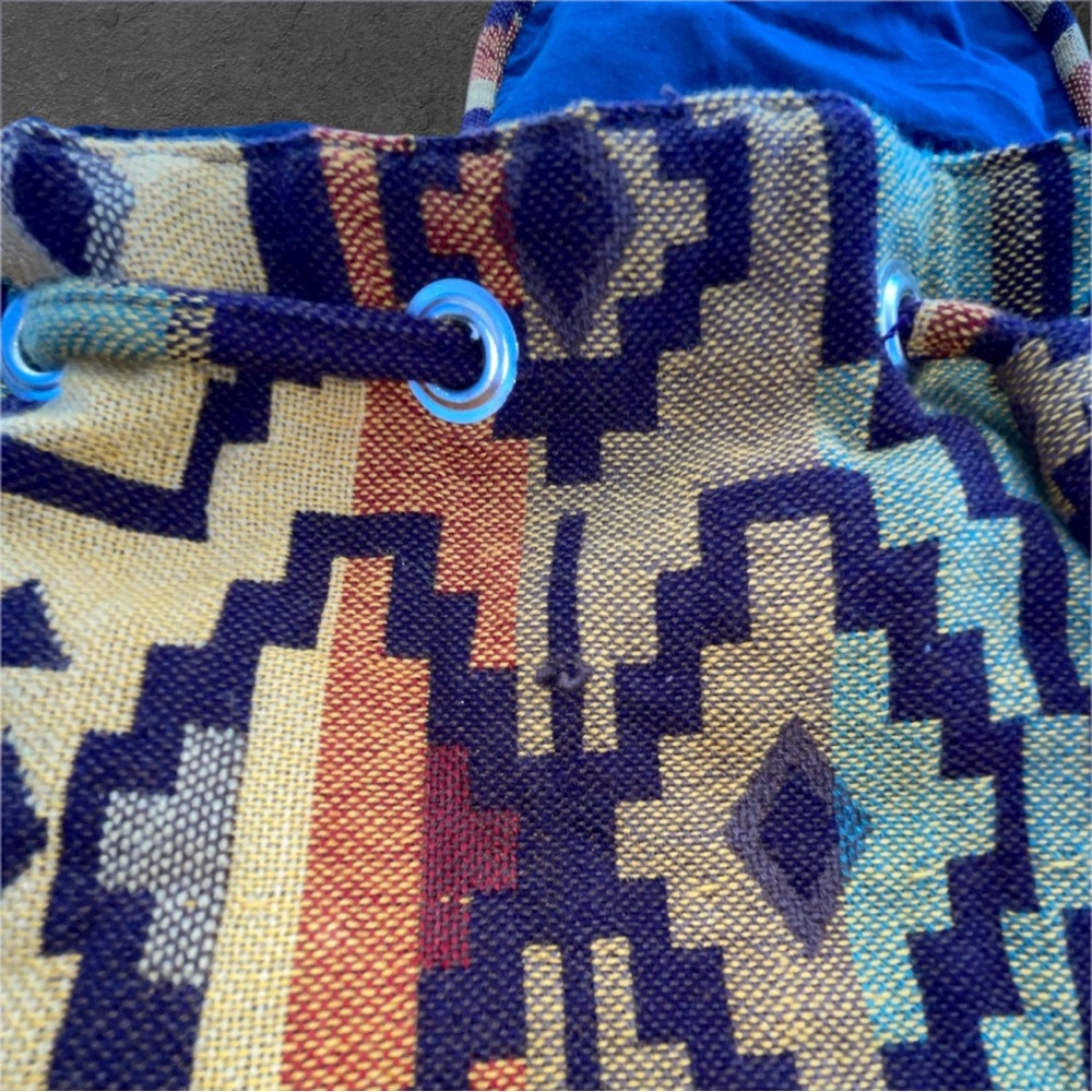 UO Urban Outfitters Southwest Western Aztec Stud Accent Drawstring Backpack Bag - Picture 8 of 13